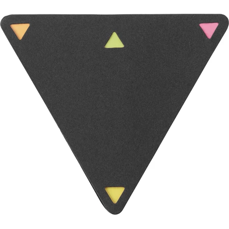 Öntapadó jegyzet háromszög alakú fekete tartóban
