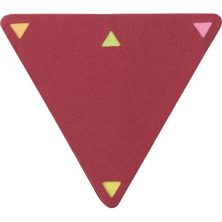 Öntapadó jegyzet háromszög alakú piros tartóban