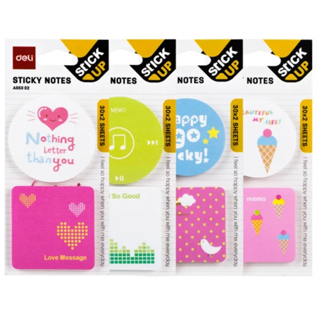 Öntapadó jegyzet mondatfelhő DELI 51x51 mm, 2x30 lap, mintás