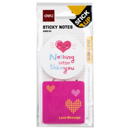 Öntapadó jegyzet mondatfelhő DELI 51x51 mm, 2x30 lap, mintás