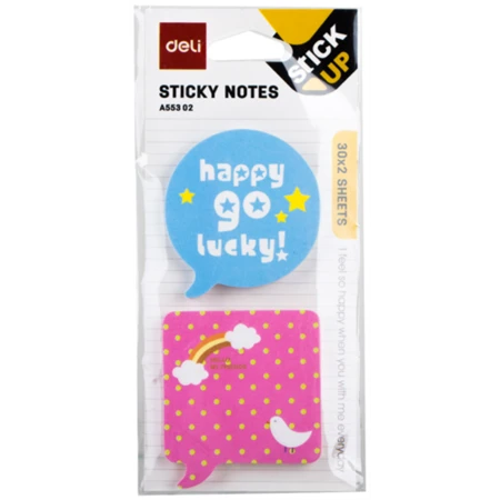 Öntapadó jegyzet mondatfelhő DELI 51x51 mm, 2x30 lap, mintás