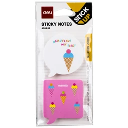 Öntapadó jegyzet mondatfelhő DELI 51x51 mm, 2x30 lap, mintás