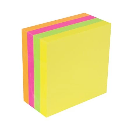 Öntapadó jegyzettömb 75x75 mm, 400 lap, VICTORIA, neon