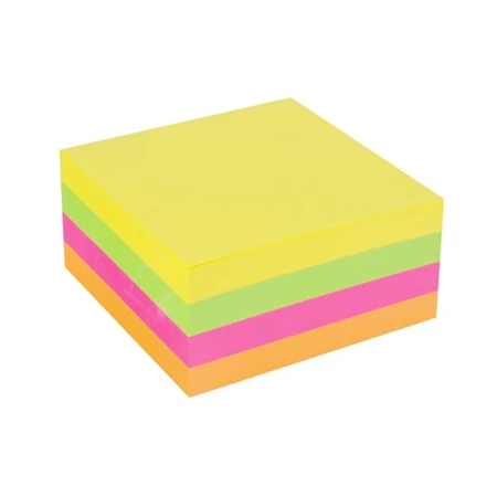 Öntapadó jegyzettömb 75x75 mm, 400 lap, VICTORIA, neon