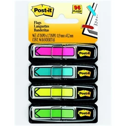 Öntapadó jelölőcímke 3M POSTIT műanyag, 4x24 lap, 11,9x43,2 mm, nyíl, vegyes