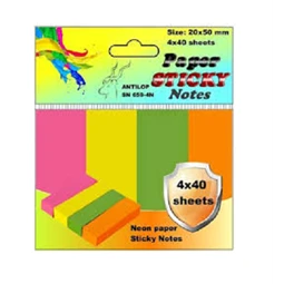 Öntapadó jelölőcímke papír 20x50 mm 4x40lap oldaljelölő cimke neon színekben