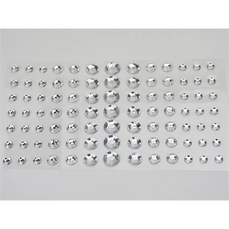 Öntapadós dekor flitter/strassz ezüst 91db/csomag