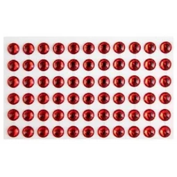 Öntapadós dekor gyöngy/strassz 10mm-es 120db/csomag piros