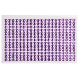 Öntapadós dekor gyöngy/strassz 6mm-es 260db/csomag 13x20cm, lila