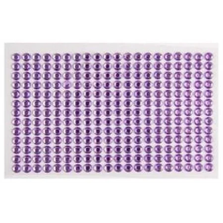 Öntapadós dekor gyöngy/strassz 6mm-es 260db/csomag 13x20cm, lila