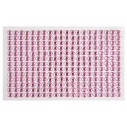 Öntapadós dekor gyöngy/strassz 6mm-es 260db/csomag 13x20cm, rózsaszín