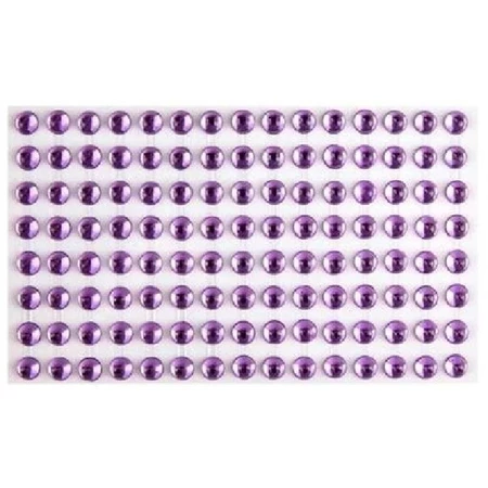 Öntapadós dekor gyöngy/strassz 7mm-es 120db/csomag lila
