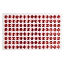 Öntapadós dekor gyöngy/strassz 7mm-es 120db/csomag piros/2