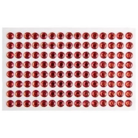 Öntapadós dekor gyöngy/strassz 7mm-es 120db/csomag piros/2