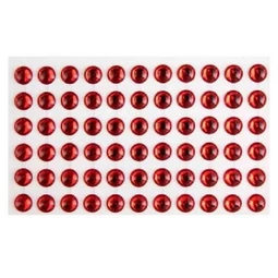 Öntapadós dekor gyöngy/strassz 10mm-es 120db/csomag piros