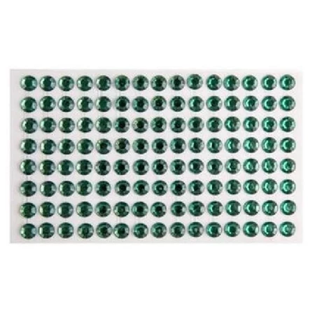 Öntapadós dekor gyöngy/strassz 7mm-es 120db/csomag smaragdzöld