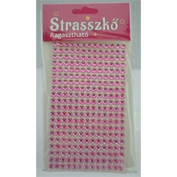 Öntapadós dekor gyöngy/strassz 260db/csomag 13x20cm fáradt rózsaszín