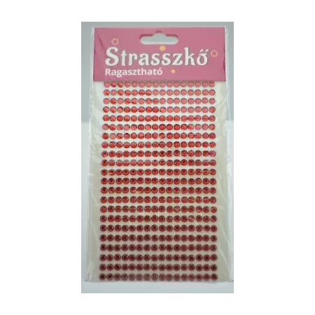 Öntapadós dekor gyöngy/strassz 5mm-es 352db/csomag 22x16cm, piros