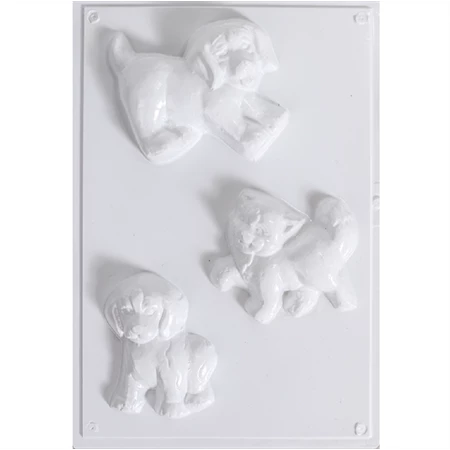 Öntőforma gipszhez 2 kutya és cica 29 x 18cm