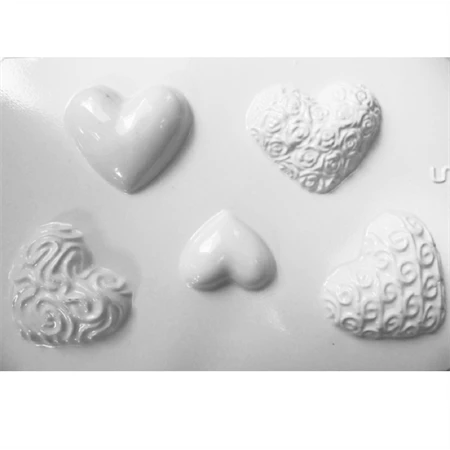 Öntőforma gipszhez Mintás szívek