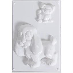 Öntőforma gipszhez kutya és cica 29 x 18cm