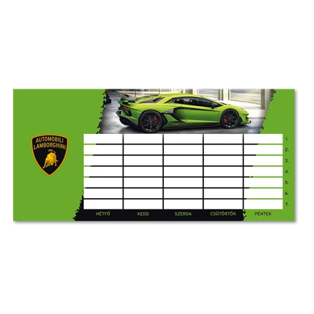 Órarend ARS UNA 1 lapos Lamborghini fekete-zöld