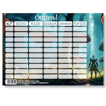 Órarend PD 165x117mm fiús