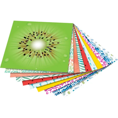 Origami papír 15x15cm 50lap/csomag FOLIA 80gr trópusi mintákkal díszített hajtogatólapok