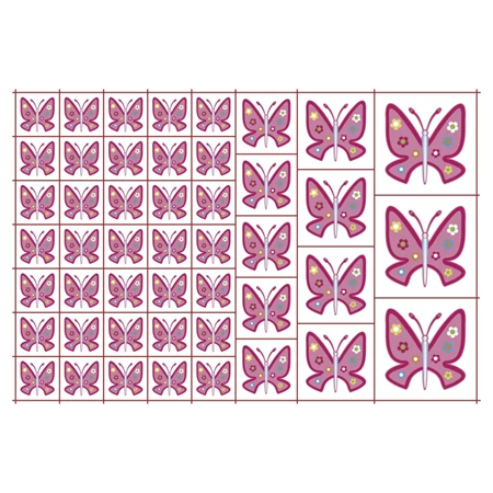 Óvodai címke, ruhára, textilre vasalható A/5 méretben 35+12 jel pillangó rózsaszín