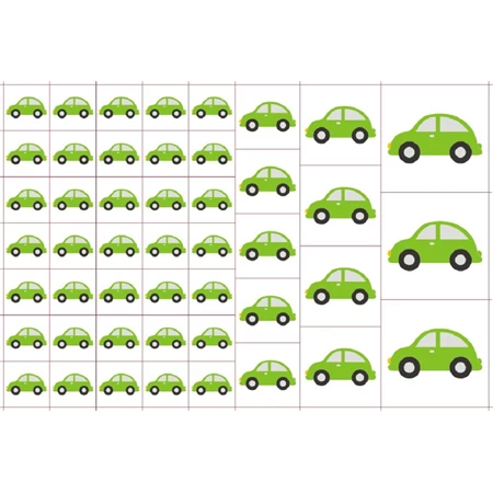 Óvodai címke, öntapadó matrica  A/5 méretben 35+12 jel autó zöld