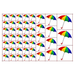 Óvodai címke, öntapadó matrica  A/5 méretben 35+12 jel esernyő színes