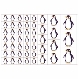 Óvodai címke, öntapadó matrica  A/5 méretben 35+12 jel pingvin