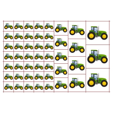 Óvodai címke, öntapadó matrica  A/5 méretben 35+12 jel traktor zöld