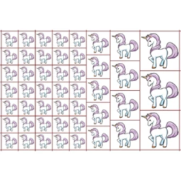 Óvodai címke, öntapadó matrica  A/5 méretben 35+12 jel unicornis