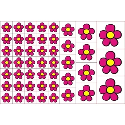 Óvodai címke, öntapadó matrica  A/5 méretben 35+12 jel virág szár nélkül