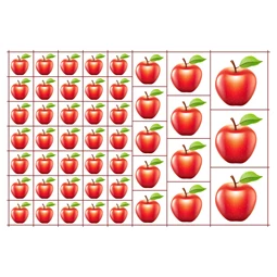 Óvodai címke, öntapadó matrica  A/5 méretben 35+12 jel alma