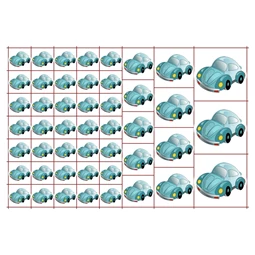 Óvodai címke, öntapadó matrica  A/5 méretben 35+12 jel autó kék