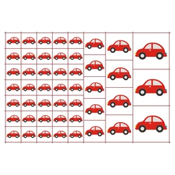 Óvodai címke, öntapadó matrica  A/5 méretben 35+12 jel autó piros