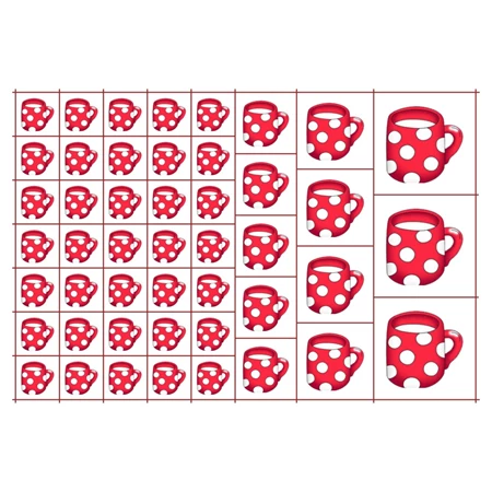 Óvodai címke, öntapadó matrica  A/5 méretben 35+12 jel bögre piros