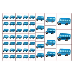 Óvodai címke, öntapadó matrica  A/5 méretben 35+12 jel busz kék