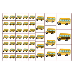 Óvodai címke, öntapadó matrica  A/5 méretben 35+12 jel busz sárga