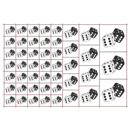 Óvodai címke, öntapadó matrica  A/5 méretben 35+12 jel dobókocka fekete