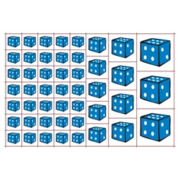 Óvodai címke, öntapadó matrica  A/5 méretben 35+12 jel dobókocka kék
