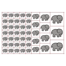Óvodai címke, öntapadó matrica  A/5 méretben 35+12 jel elefánt