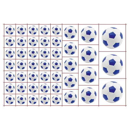 Óvodai címke, öntapadó matrica  A/5 méretben 35+12 jel foci kék-fehér