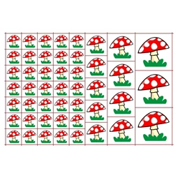 Óvodai címke, öntapadó matrica  A/5 méretben 35+12 jel gomba piros
