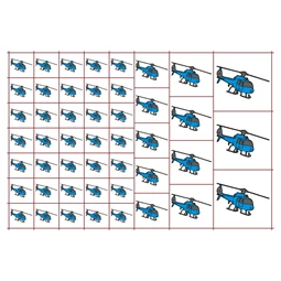 Óvodai címke, öntapadó matrica  A/5 méretben 35+12 jel helikopter