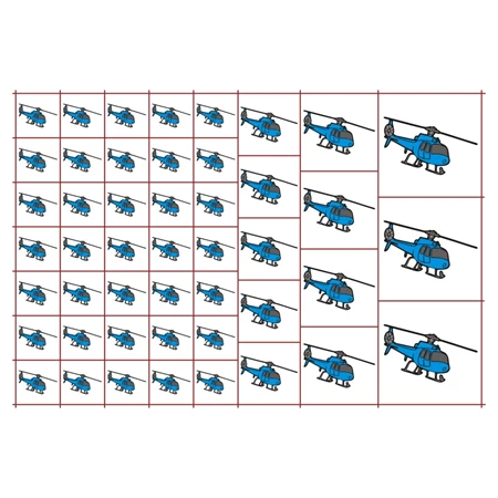 Óvodai címke, öntapadó matrica  A/5 méretben 35+12 jel helikopter