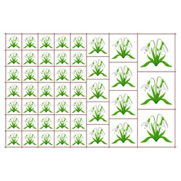 Óvodai címke, öntapadó matrica  A/5 méretben 35+12 jel hóvirág