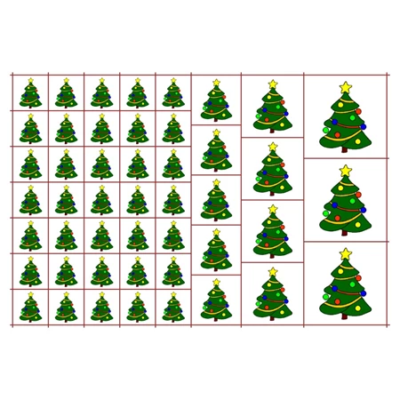 Óvodai címke, öntapadó matrica  A/5 méretben 35+12 jel karácsonyfa